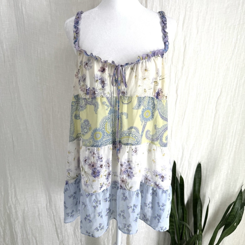 Victorias Secret Vintage Y2K Babydoll Cami Top L Fairy Dainty Coquette Patchwork